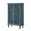 Armoire de rangement Farmhouse, armoire décorative 2 portes avec portes sculptées creuses, tablette réglable-1280895185