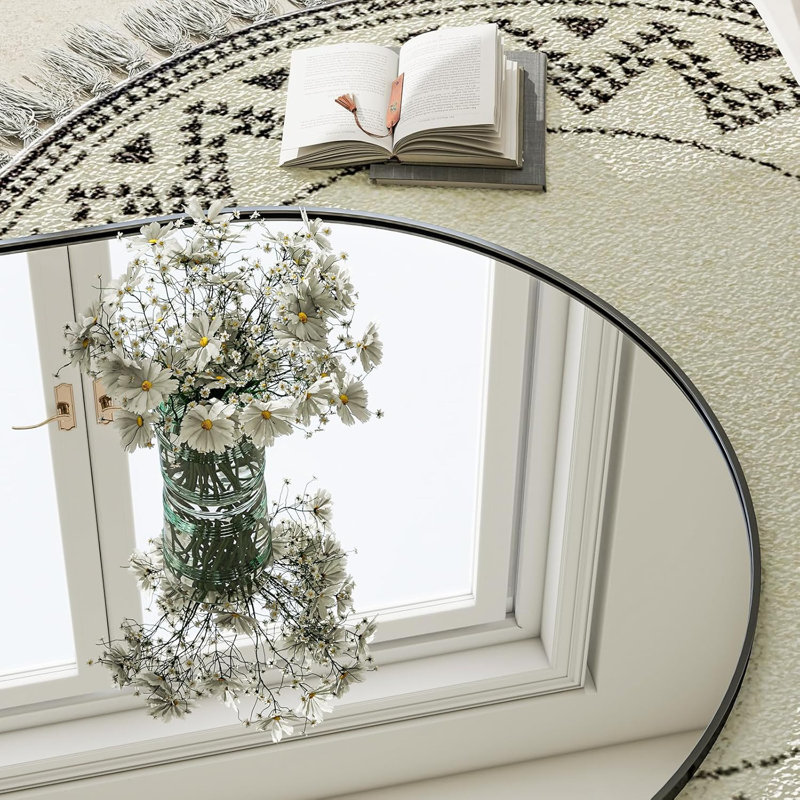 Arched Full Length Wall Mirror With Aluminum Alloy Frame - High Definition Floor Mirror For Bedroom Or Living Room - Shatterproof Glass - Modern Frameless Design