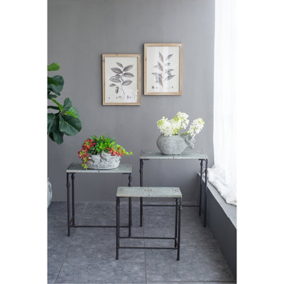 Set Of 3 The Gilbert Nesting Tables Metal Plant Stand, L:24X14x26" M:21.5X11.5X23" S:19X9x20"