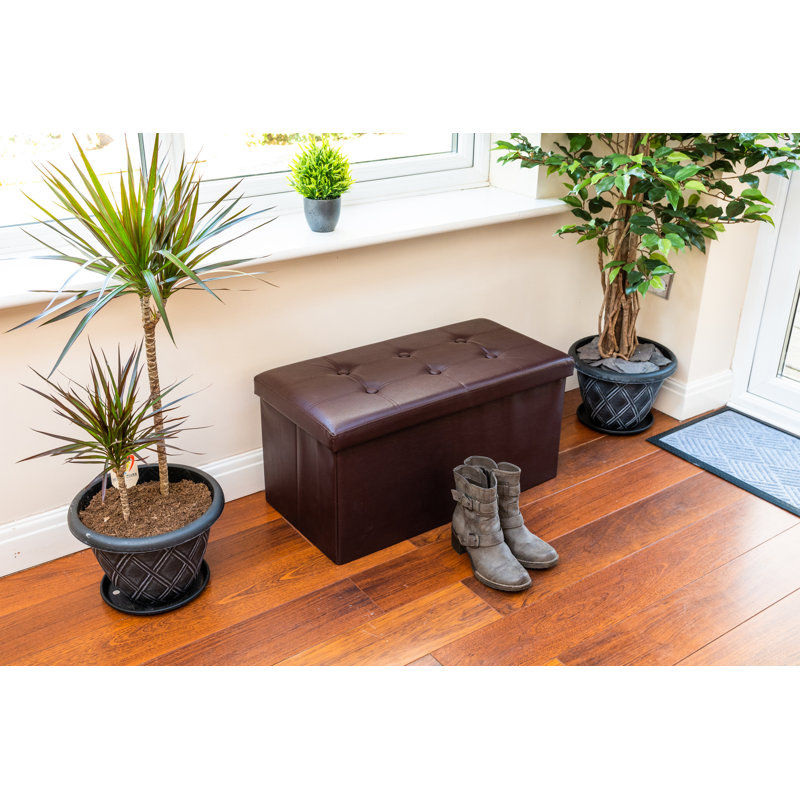 76cm Wide Standard Ottoman, Faux Leather, Brown
