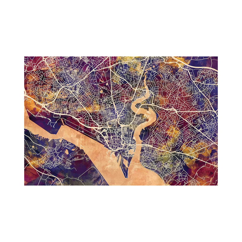 Southampton England City Map II by Michael Tompsett - Wrapped Canvas Gallery-Wrapped Canvas Giclée