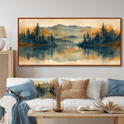 Green Yellow Sunrise Fog In The Forest II - Forest Wall Art Print