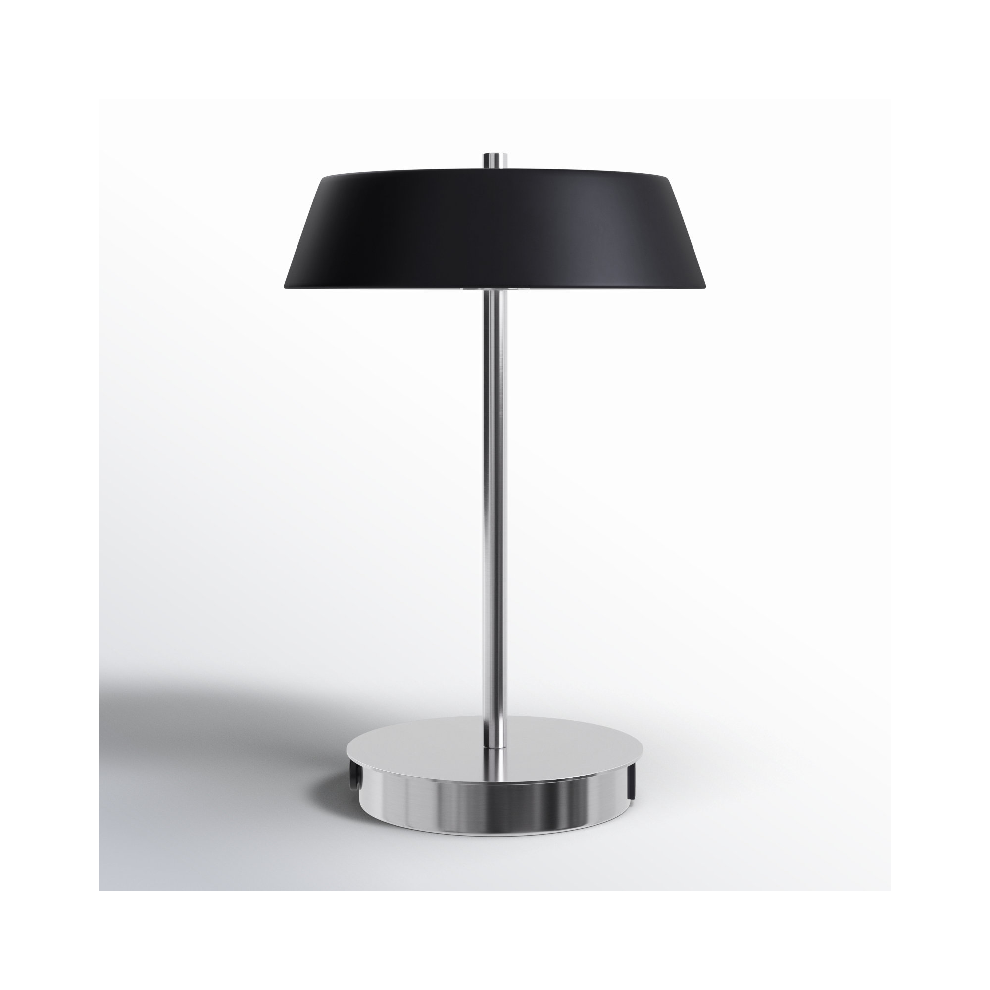 Pretoria 14 In. Integrated LED Brushed Nickel Table Lamp With Teal Metal Shade, On/Off Touch, And USB Chargeports, Black