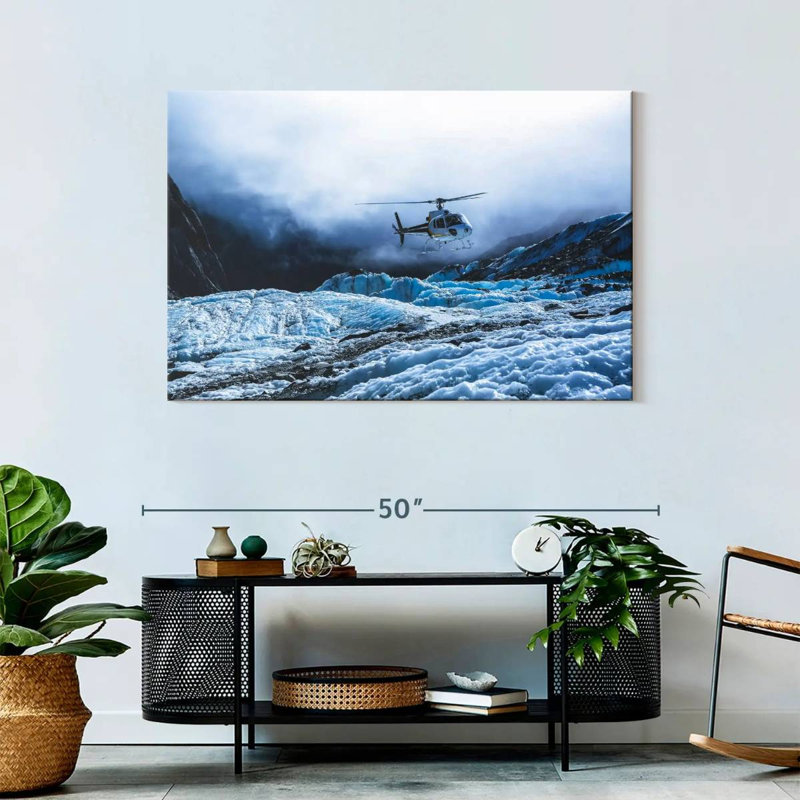 Mehar Helicopter Over Glacier, 30" H x 45" W