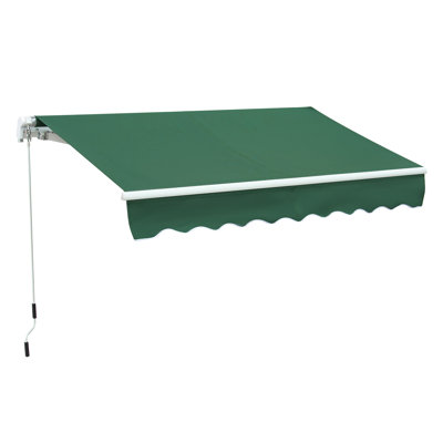 Outsunny 2'' Polyester Beige Cover Retractable Patio Awning
