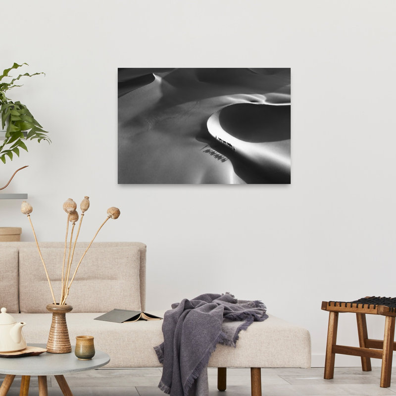" Monochrome Desert Journey Abstract Minimalist Serene Landscape Nature Wall Art Print " Print, 24" H x 36" W