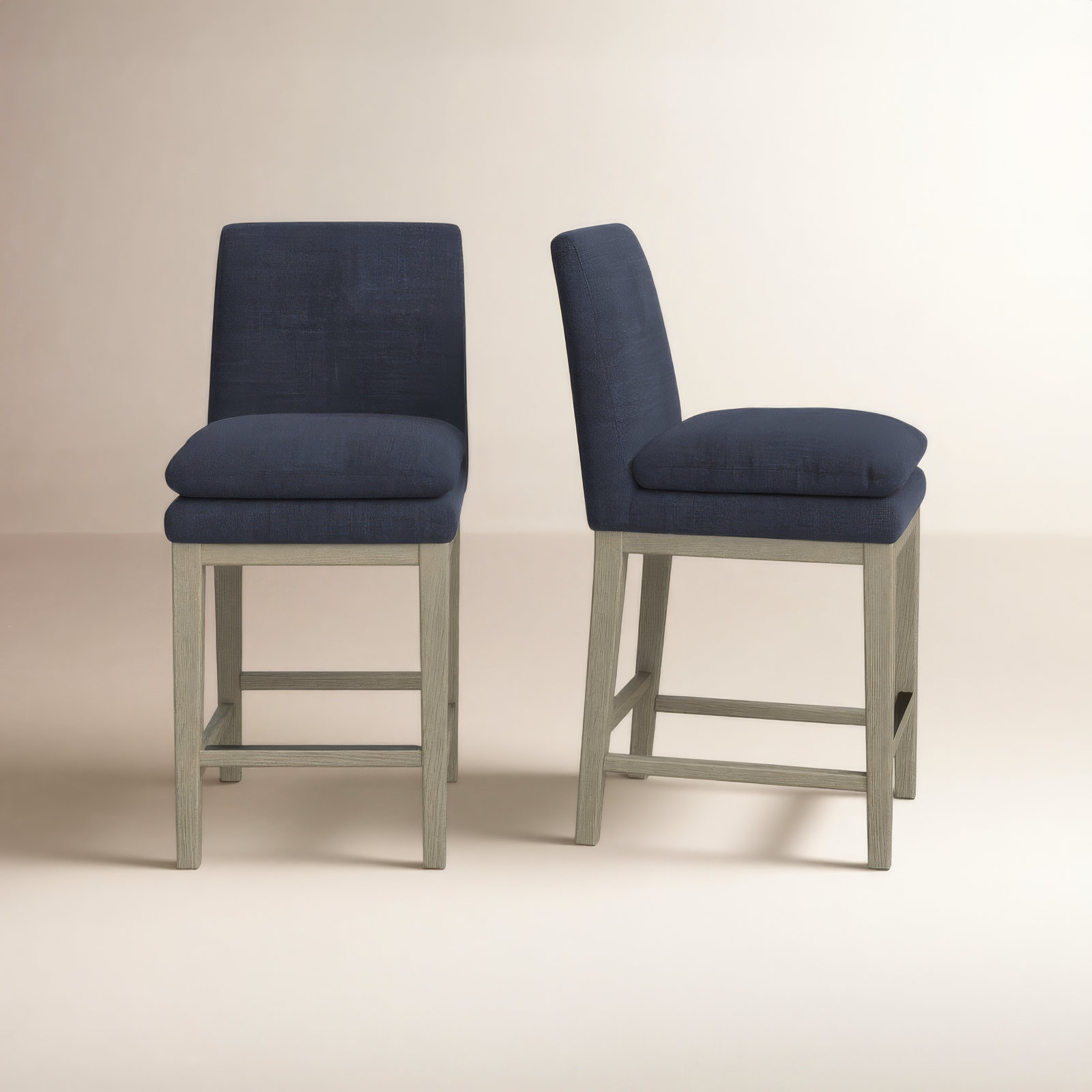 Bethea 26" Bar Stool, Effie Insignia Blue Performance Linen