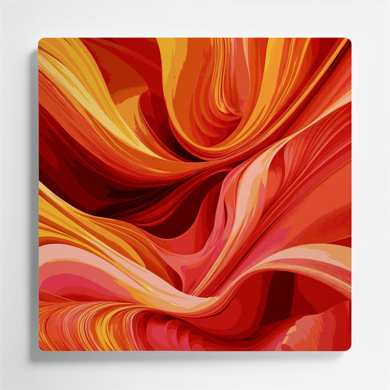 Digital Abstraction 1 Red Metal Wall Art, 12" H x 12" W