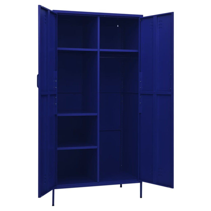 Branwell 2 Door Steel Wardrobe, Navy Blue
