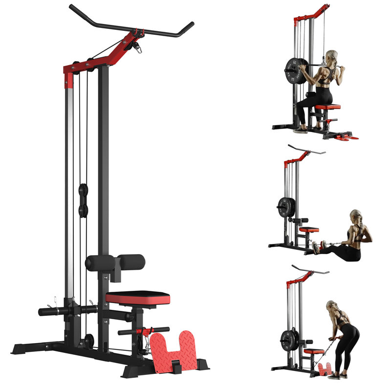 Machine à débiter Mikolo Lat, système de poulie double haute et basse avec support pour les jambes