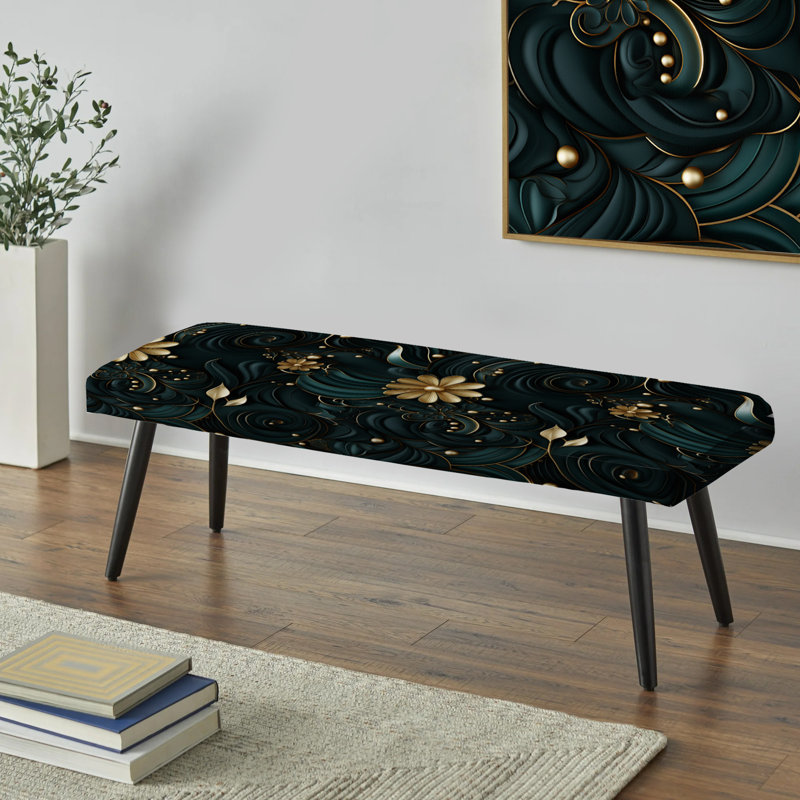 Banc rembourré noir profond émeraude Glamour Emerald
