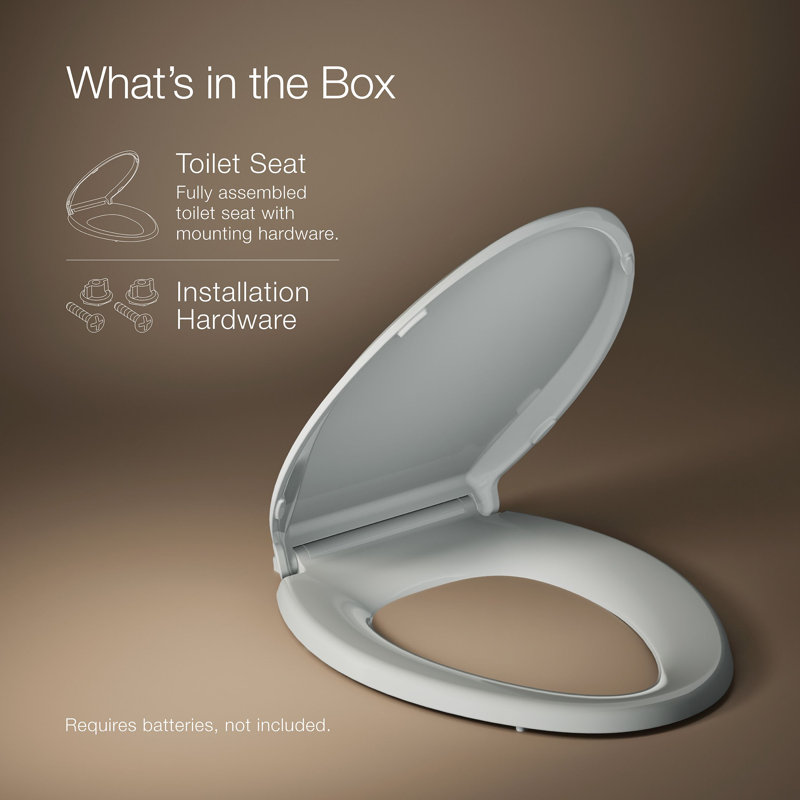 Cachet Nightlight Quiet-Close with Grip-Tight Elongated-Front Toilet Seat, Ice Grey, Ready Latch
