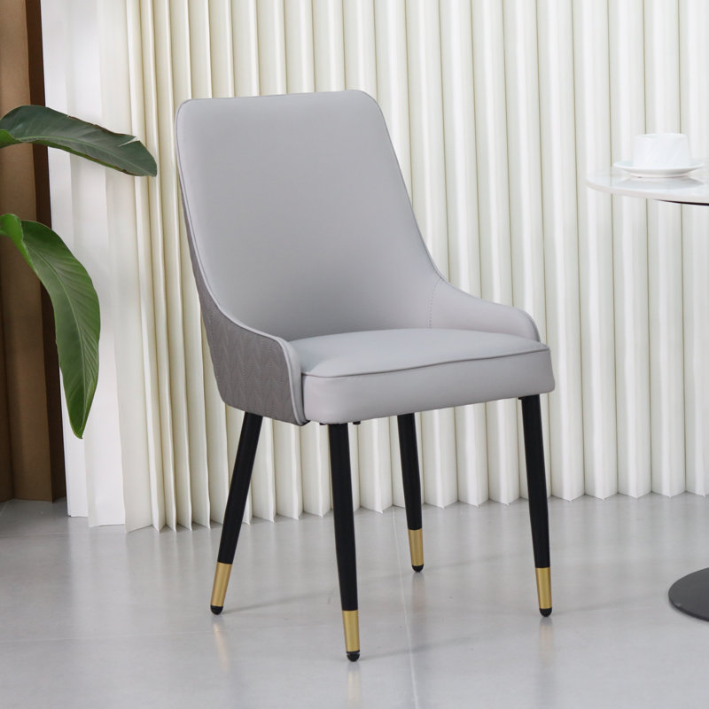 Chunnu 116.84cm H Tufted Upholstered Metal Side Chair, Grey/Dark Grey