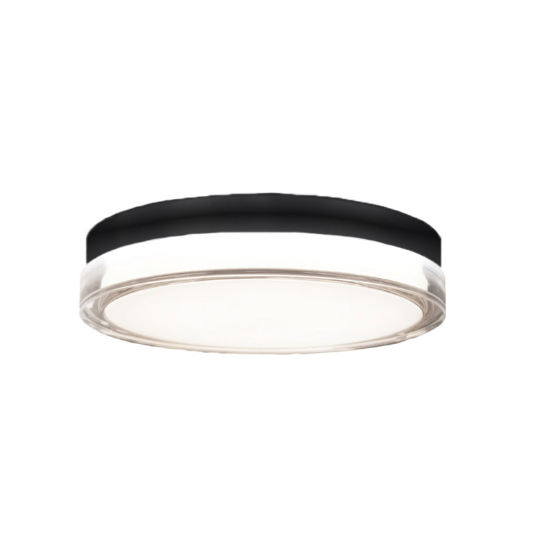 Pi Modern Black Aluminum LED Outdoor Flush Mount, 6.25"x2.5"