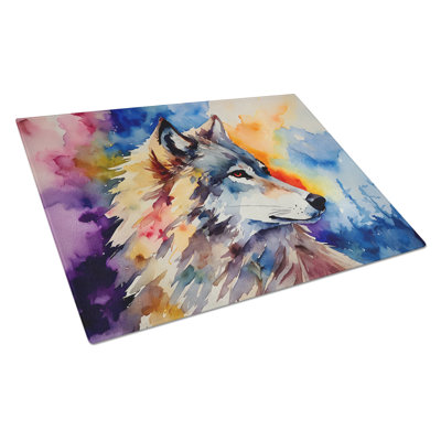 Wolves Wolf  Glass Cutting Board Large