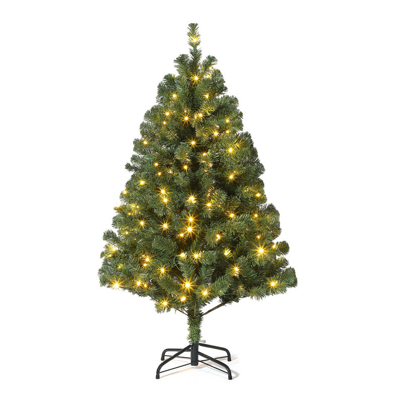 Arbre de Noël de 4,5 pi avec / sans lumières DEL, épinette réaliste haut de gamme, branches articulées en métal et support pliable, arbre de Noël artificiel d'intérieur pour la maison, le bureau