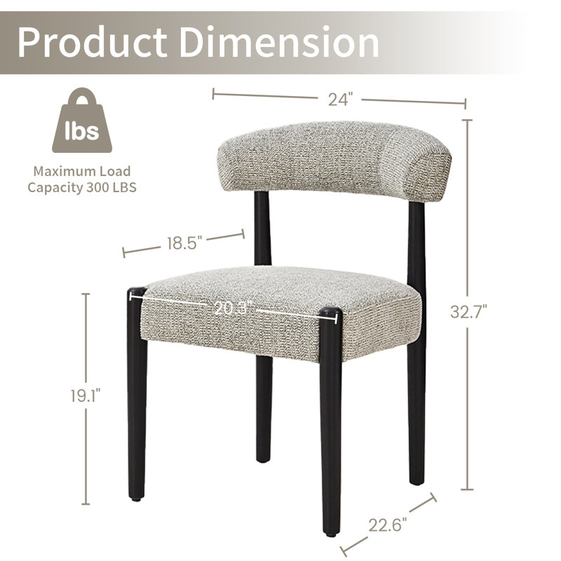 Upholstered Side Dining Chair (Set Of 2), Brown/Black