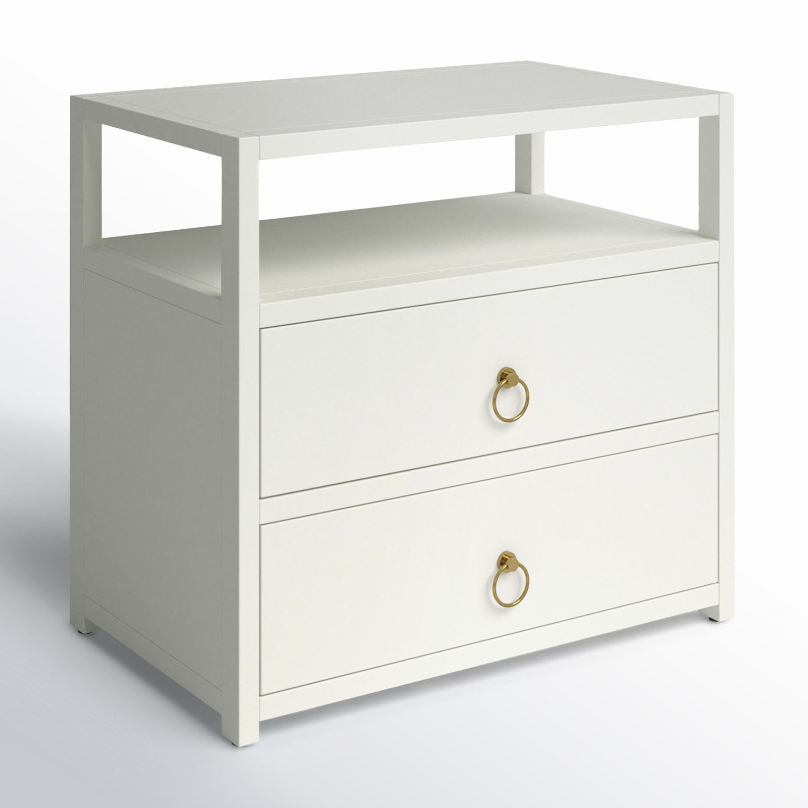 Elin 2-Drawer Acacia Nightstand, White