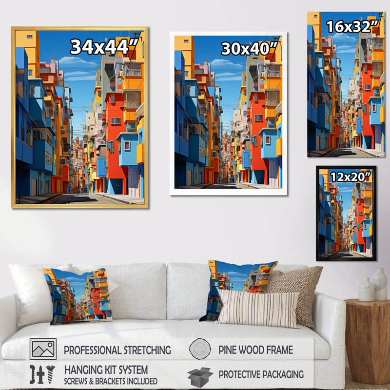 Laesha " Cityscape Street Vibrations I ", 32" H x 24" W x 1" D, Wrapped Canvas