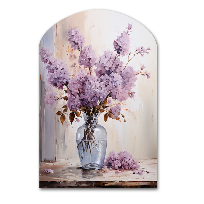 «Gaudet - Lilacs Arch», reproduction d'art asymétrique mauve en métal, H 43 po x l 33 po