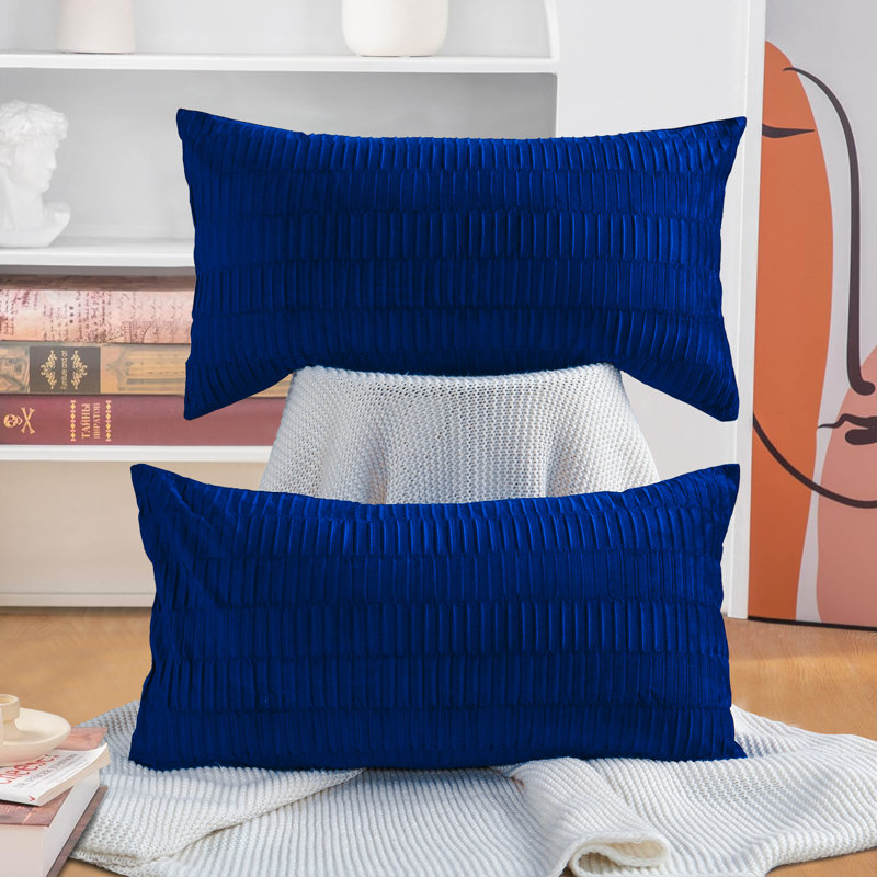 Housses de coussin en velours plissé, Bleu