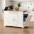 Fluted Kitchen Island With Trash Can Storage Cabinet, Power Outlet, Internal Storage Rack, Rolling Kitchen Islands On 5 Wheels With 3 Drawer, 3 Open Side Racks For 10 Gallon Garbage Bin-1023820522