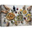 Tableau méditerranéen avec pizza, pâtes et vin de poisson, images de salle à manger, impression sur toile encadrée-131636031-131636032