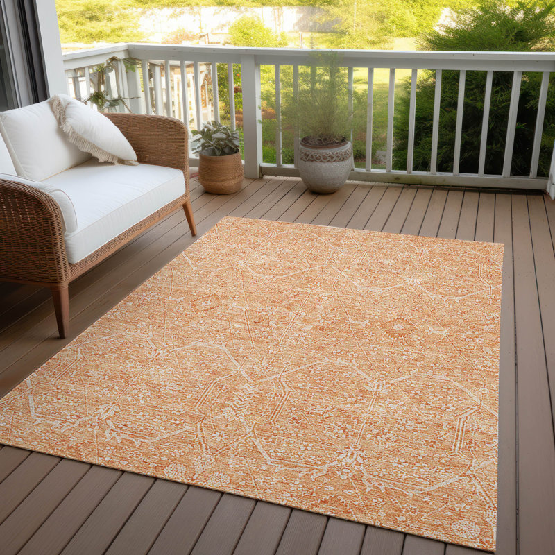 Tapis intérieur / extérieur orange Virellia, 2 pi 6 po x 3 pi 10 po