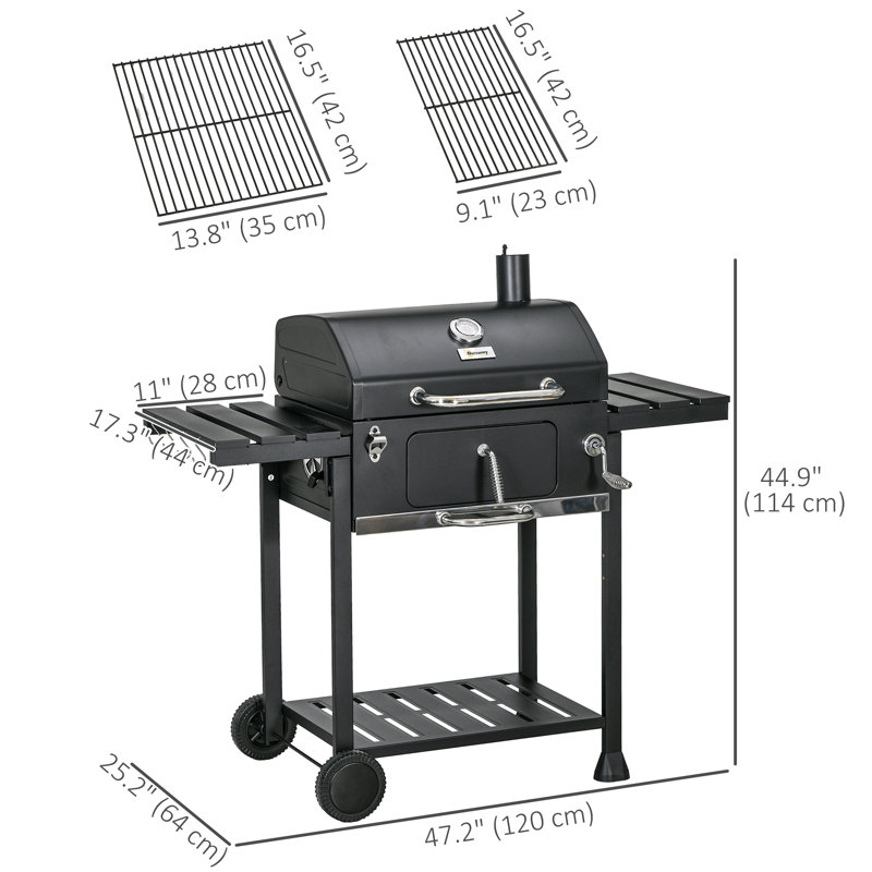 Barbecue au charbon portatif l 47,2 po Outsunny