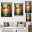 «Trewet Orange Palm Trees Mosaic III», art mural palmiers, impression sur toile encadrée-572698448-572698451