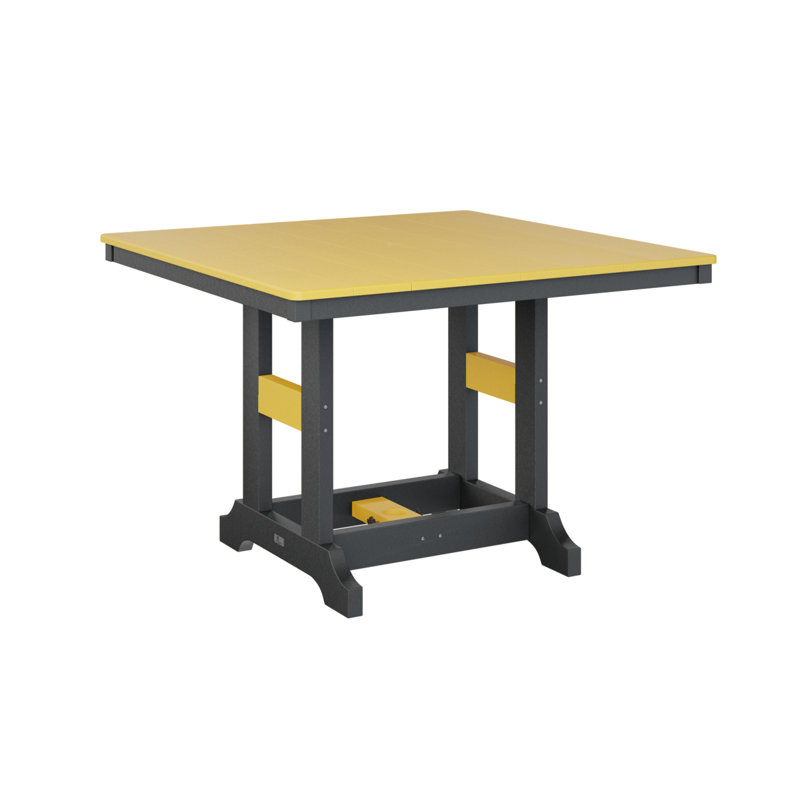 Garden Classic Outdoor Square Bar Table, Black, Sunburst Yellow