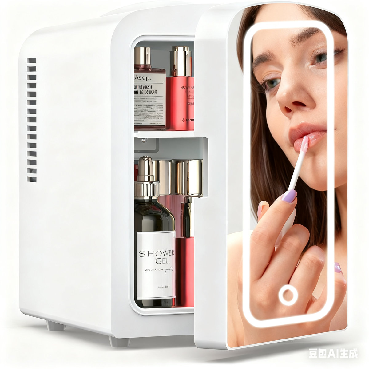 White 4L Skincare Mini Fridge! Led Mirror + Ac/Dc, 6-Can Space For Makeup & More In Any Room | Fridge.com