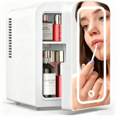 White 4L Skincare Mini Fridge! Led Mirror + Ac/Dc, 6-Can Space For Makeup & More In Any Room on Fridge.com
