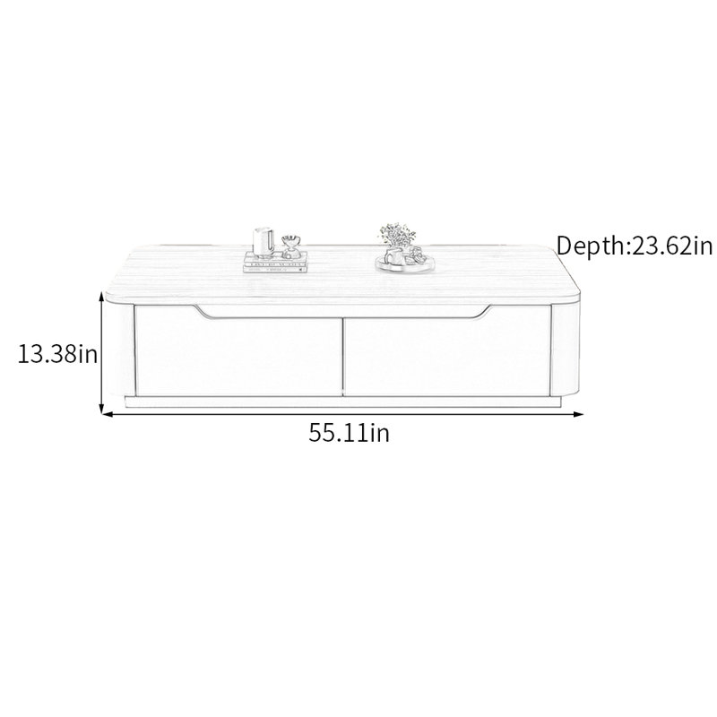 Table basse moderne simple avec tiroir de rangement, H 13,38 po x L 55,11 po x l 23,62 po