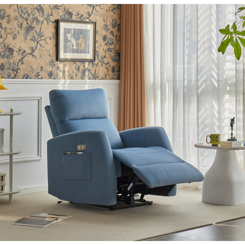 Alaine Upholstered Power Recliner, Blue