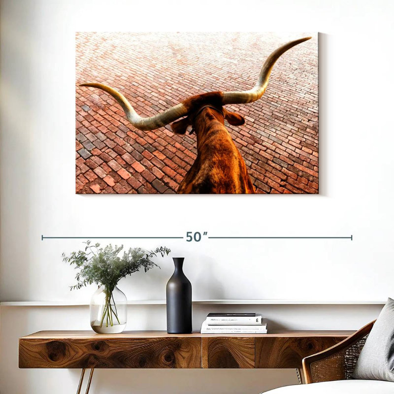 Texas Longhorn en ville, H 26 po x l 39 po