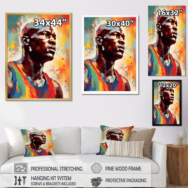 Basketball Portrait I - impressions sur toile de sport, Toile tendue, H 40 po x l 30 po x P 1,5 po