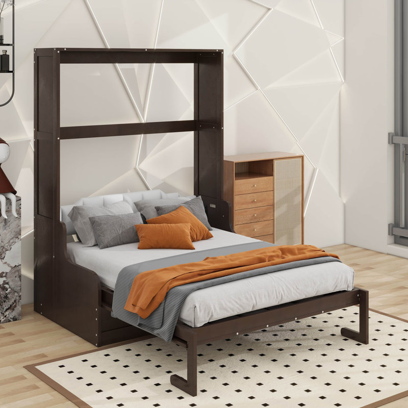Grand lit escamotable avec coussin, Espresso