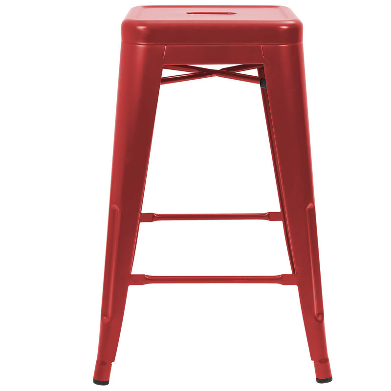 Lehman Counter Stool with Steel Frame, Red
