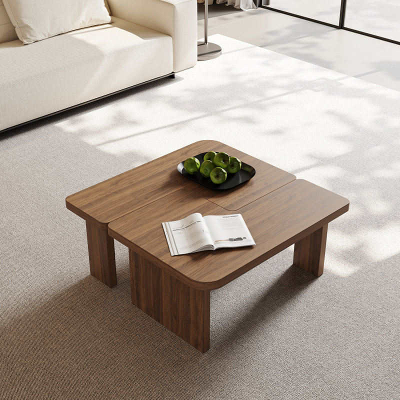 Wooden Modular Small Modern Coffee Table, Brown