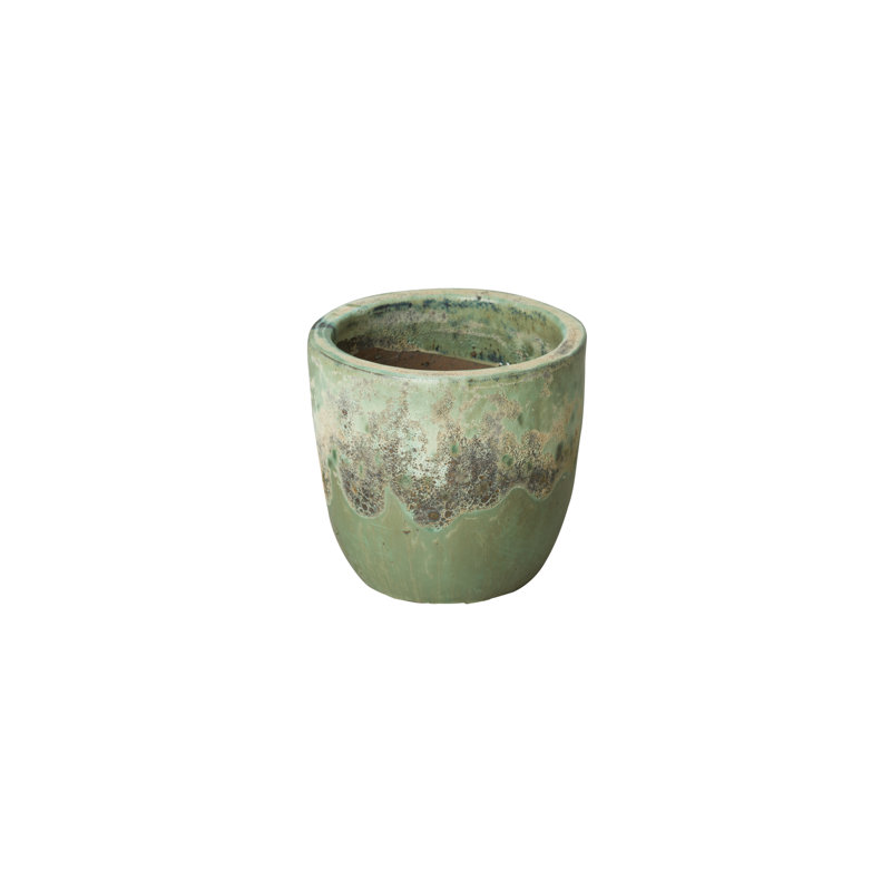Pot de fleurs en céramique, H 11 po x l 12 po x P 12 po, Bleu spa