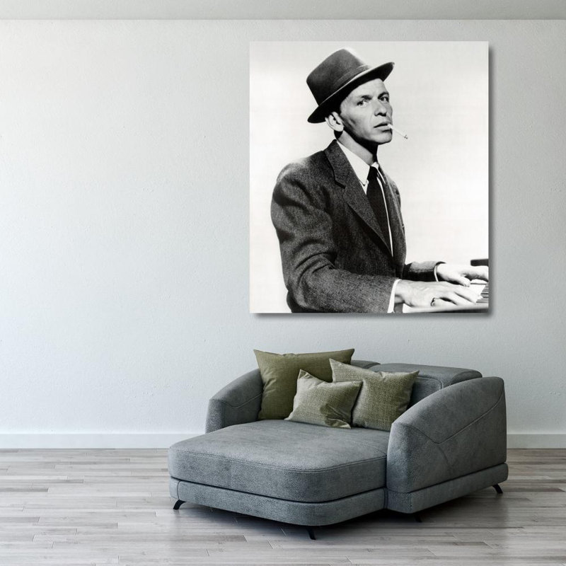 Frank Sinatra au piano, H 32 po x l 28 po