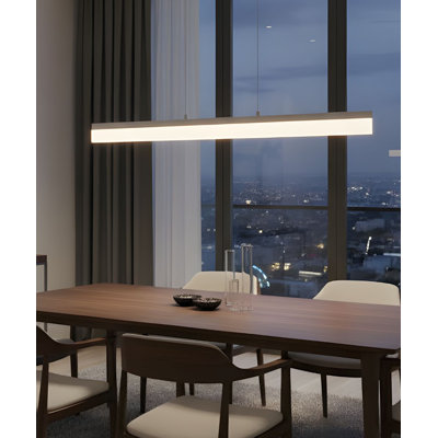 36"w 1-Light Linear Bar Ribbon LED Kitchen Island Light Brushed Nickel Finish Acrylic Shade