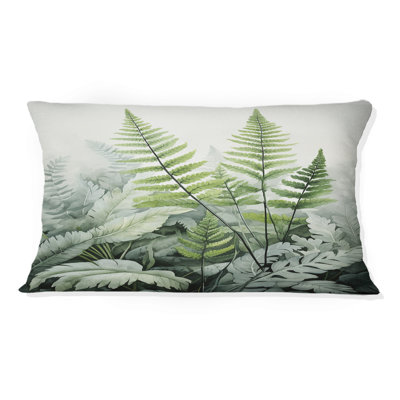 Minimal Ferns Emerald Reverie II - Ferns Printed Throw Pillow