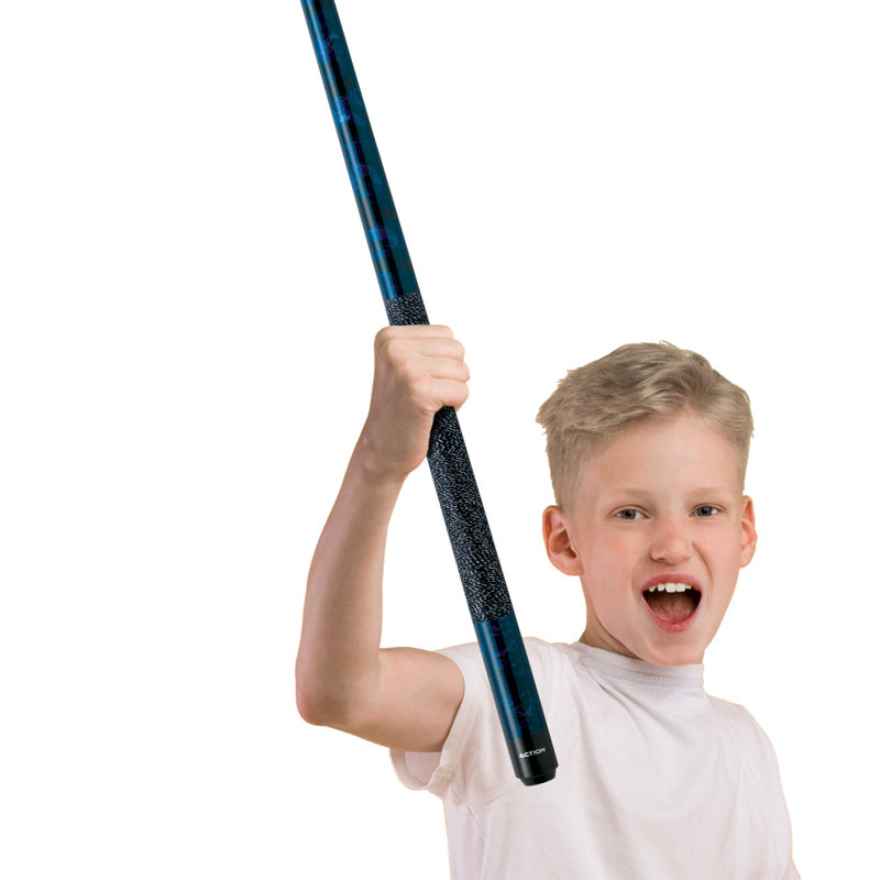 52" Blue Stained Birdseye Maple Pool Cue with Black Composite