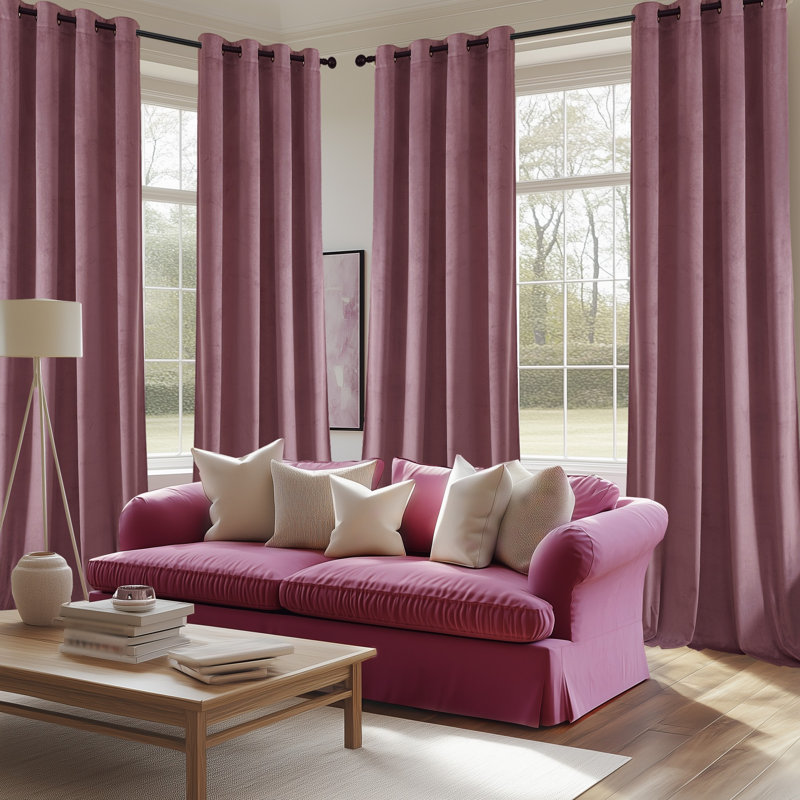 4 panneaux de rideaux obscurcissants en métal de couleur unie avec œillets 4 pièces (ensemble de 4), Rose, L 42 po x L 96 po