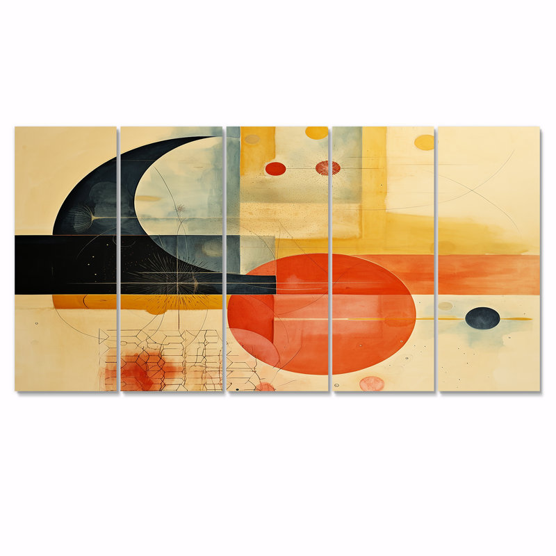 Brettany - Art mural géométrique 5 pièces, H 32 po x l 80 po