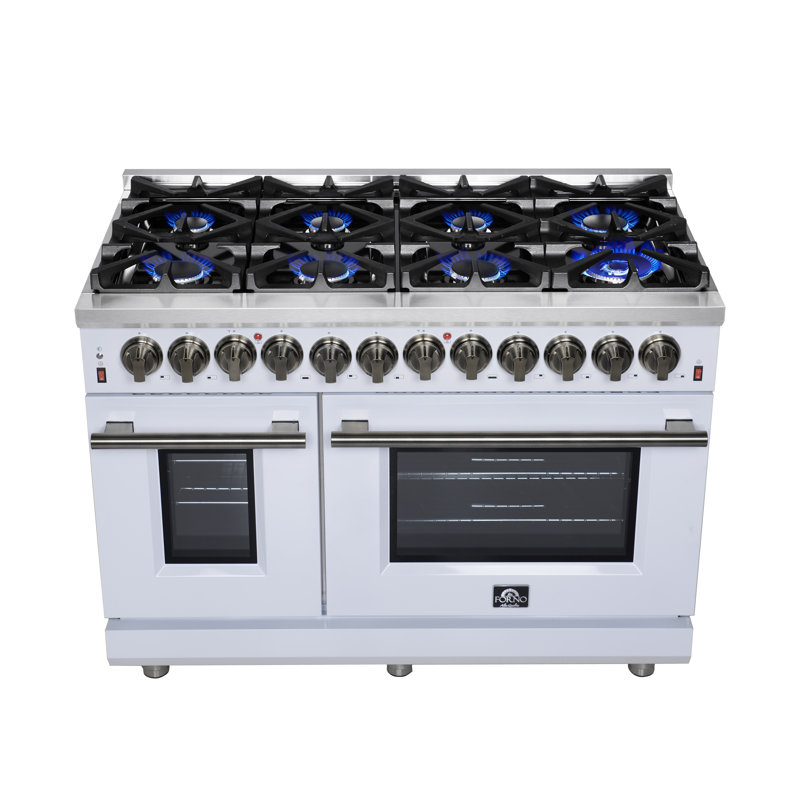 Massimo 48 Freestanding Dual Fuel Range, White