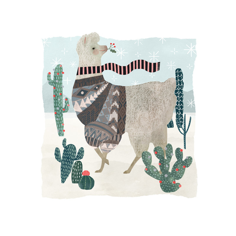 Holiday Llama I by Victoria Borges - Wrapped Canvas Painting, 93.98 cm H x 93.98 cm W x 1.91 cm D