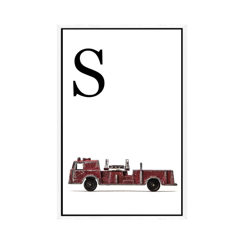 S Fire Engine Letter - Print on Canvas, 66.04 cm H x 45.72 cm W, White Framed